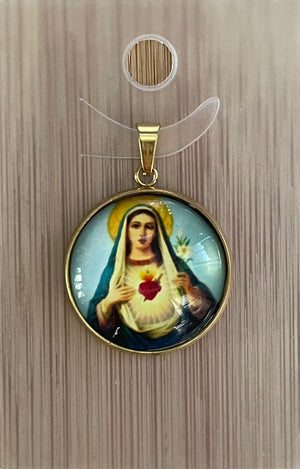 MEDALLA INMACULADO CORAZON DE MARIA AZUL - Mi Tienda Fancy