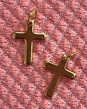CROSS PENDANT 12X9MM GOLD PLATE 18 KT 2PC - Mi Tienda Fancy