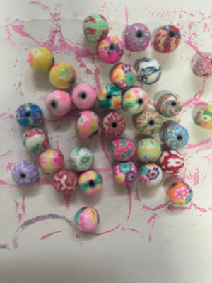 POLYMER CLAY BEAD 10MM FLORAL DESIGN 20 PIECE PACK - Mi Tienda Fancy