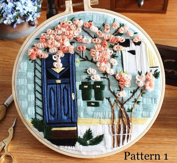 Embroidery Kit For Medium Level | Modern Embroidery Kit with Pattern| Embroidery Full Kit with Needlepoint Hoop| DIY Craft Kit Garden