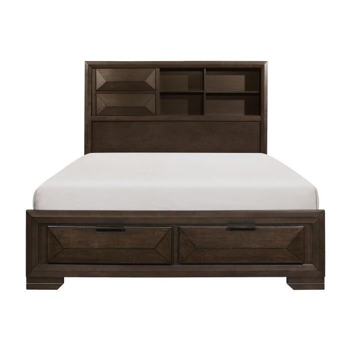 Homelegance Chesky King Bookcase Bed with Footboard Storage in Warm Espresso 1753K-1EK*