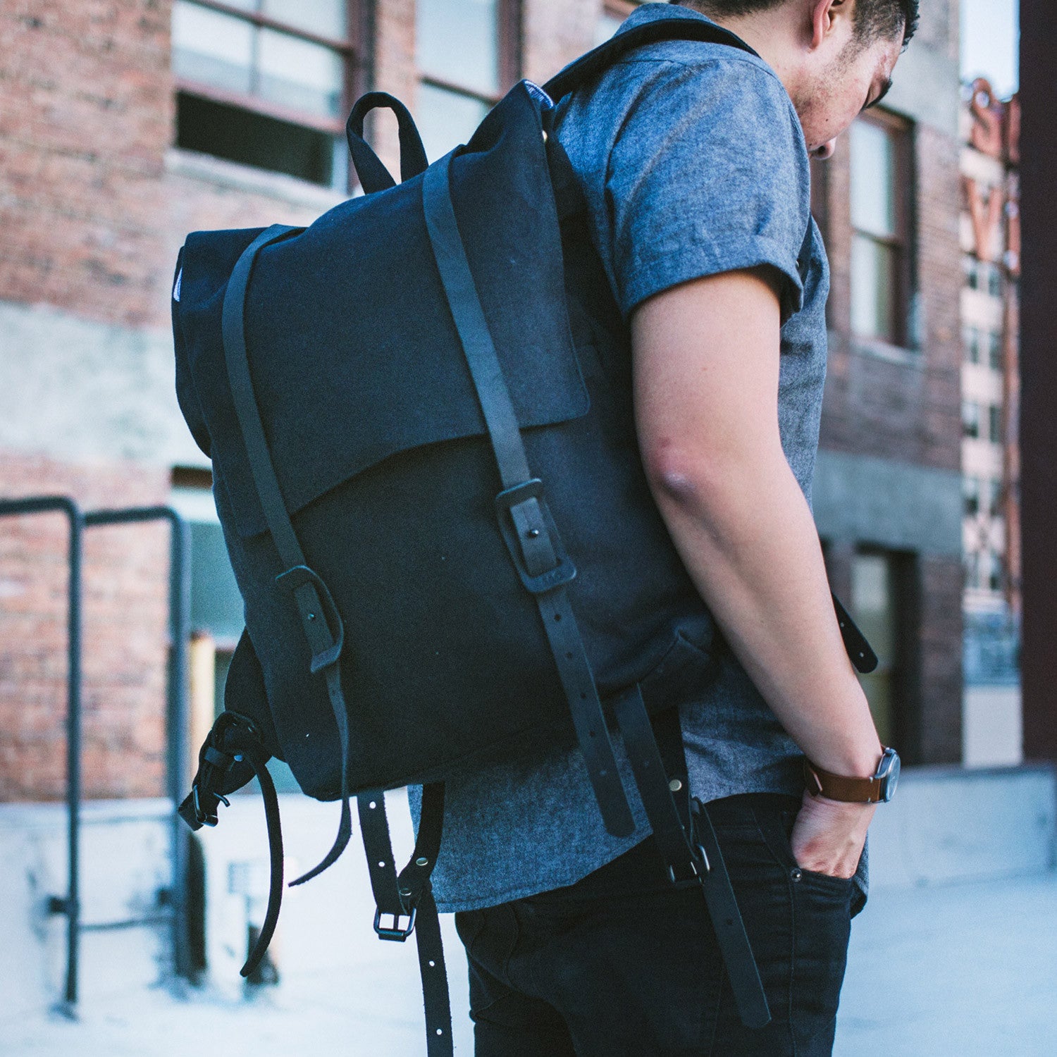 The Rolltop Backpack | Black Canvas - STONE & CLOTH