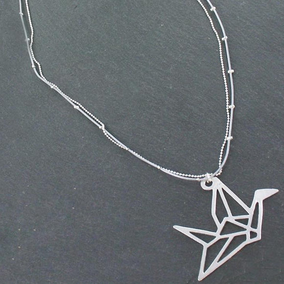 Double Strand Necklace With Origami Bird Pendant In Silver Plate - SP0 –  Suzie Blue Canada