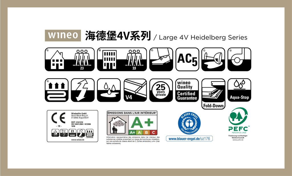 wineo海德堡4V系列規格圖表