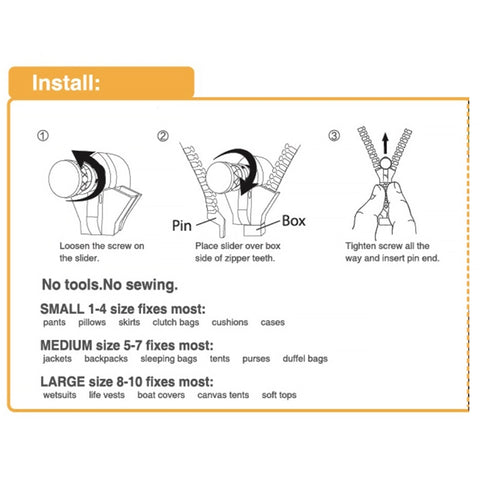 Fixnzip Replacement Zipper Repair Kit for Wetsuit, Size: Large