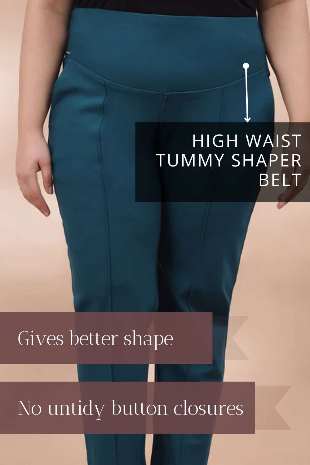 Buy Plus Size Emerald Crease Seam Tummy Tucker Pants Online For Women