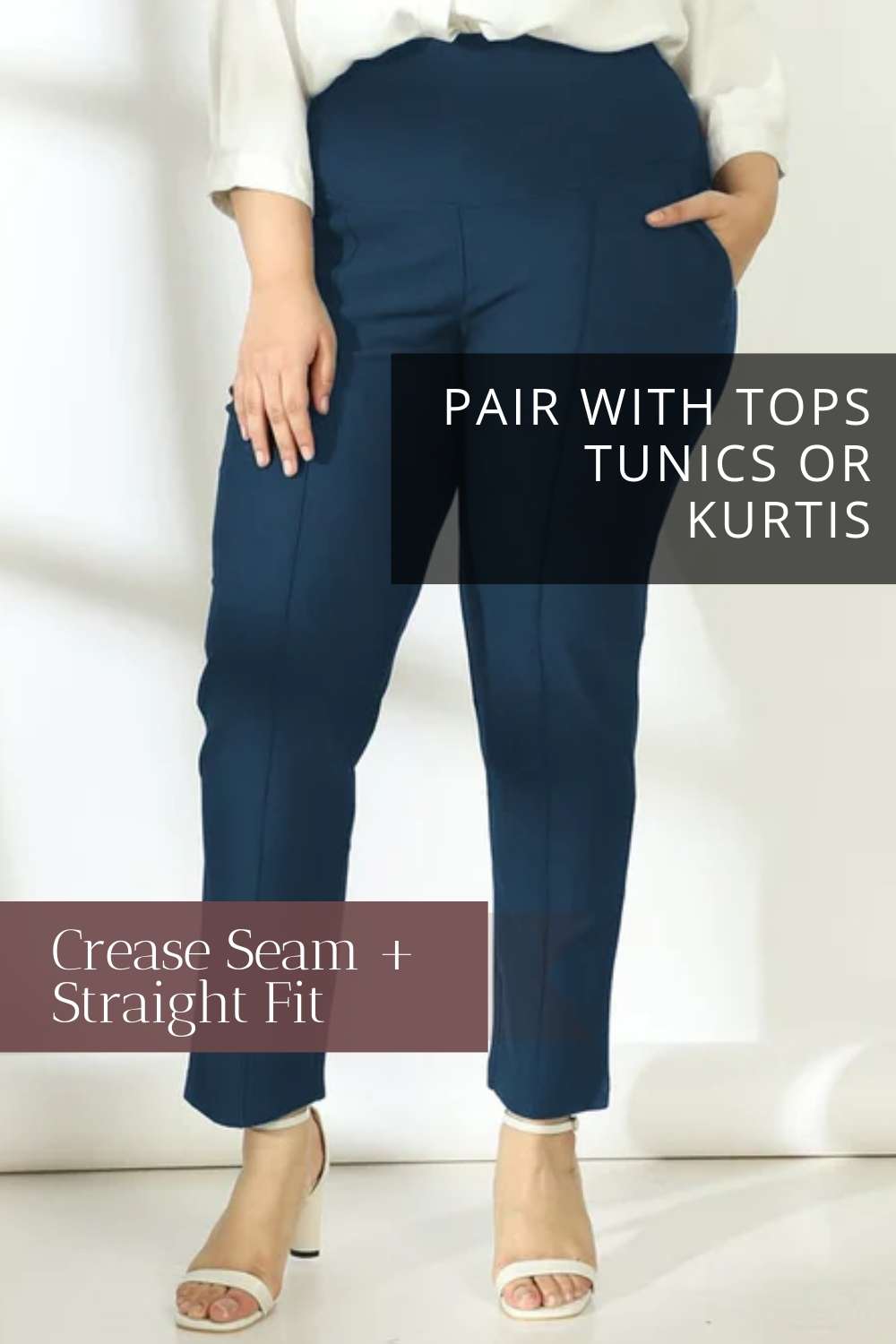 Plain Navy Blue Women Tummy Tucker Straight Leg Pants, 40 inch, Handwash at  Rs 1999/piece in Bengaluru