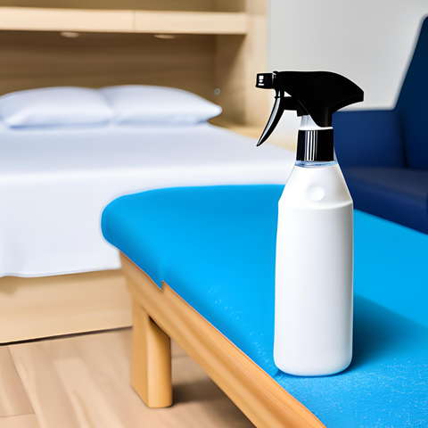 Spray Cleaner on Massage Table