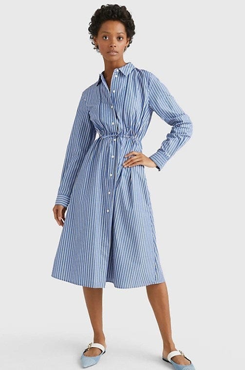Tommy Hilfiger Womens Stripe Midi Shirt Dress – Hannas