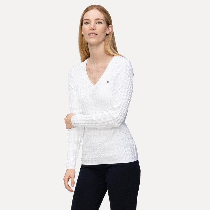 Hilfiger Womens Cable V-Neck Sweater