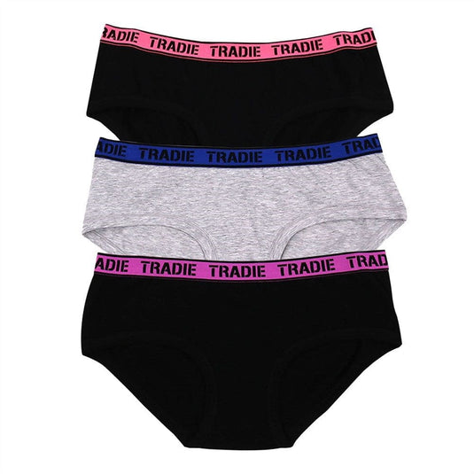 Tradie Girls Diamond Cut Bikini Briefs 3 Pack - Multi - Size 8-10