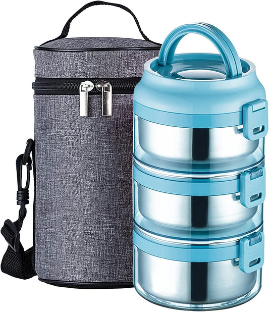 Lille Home Lunch Box Set, An Vacuum Insulated Lunch Box Keeping Food Warm  for 4-6 Hours, Two BPA-Free Food Containers, A