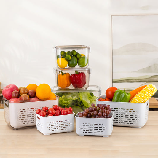 Produce Saver, Beeptrum Stackable Food Storage Containers with