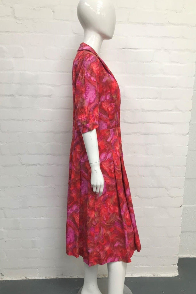Vintage Pink Shirtwaister Dress 14 50's Floral Shirt Waist Original ...