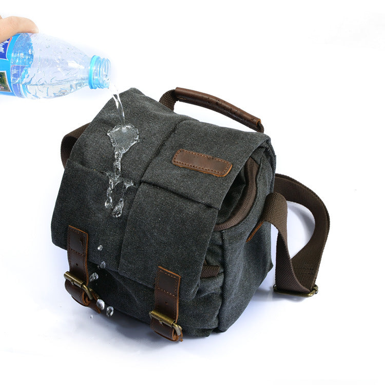 Mochila de cuero para cámara de fotos resistente al agua