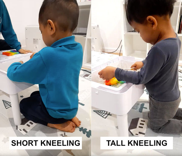 Kneelings positions for kids when using the kids table