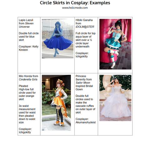 Circle Skirts and Cosplay References DIY projects