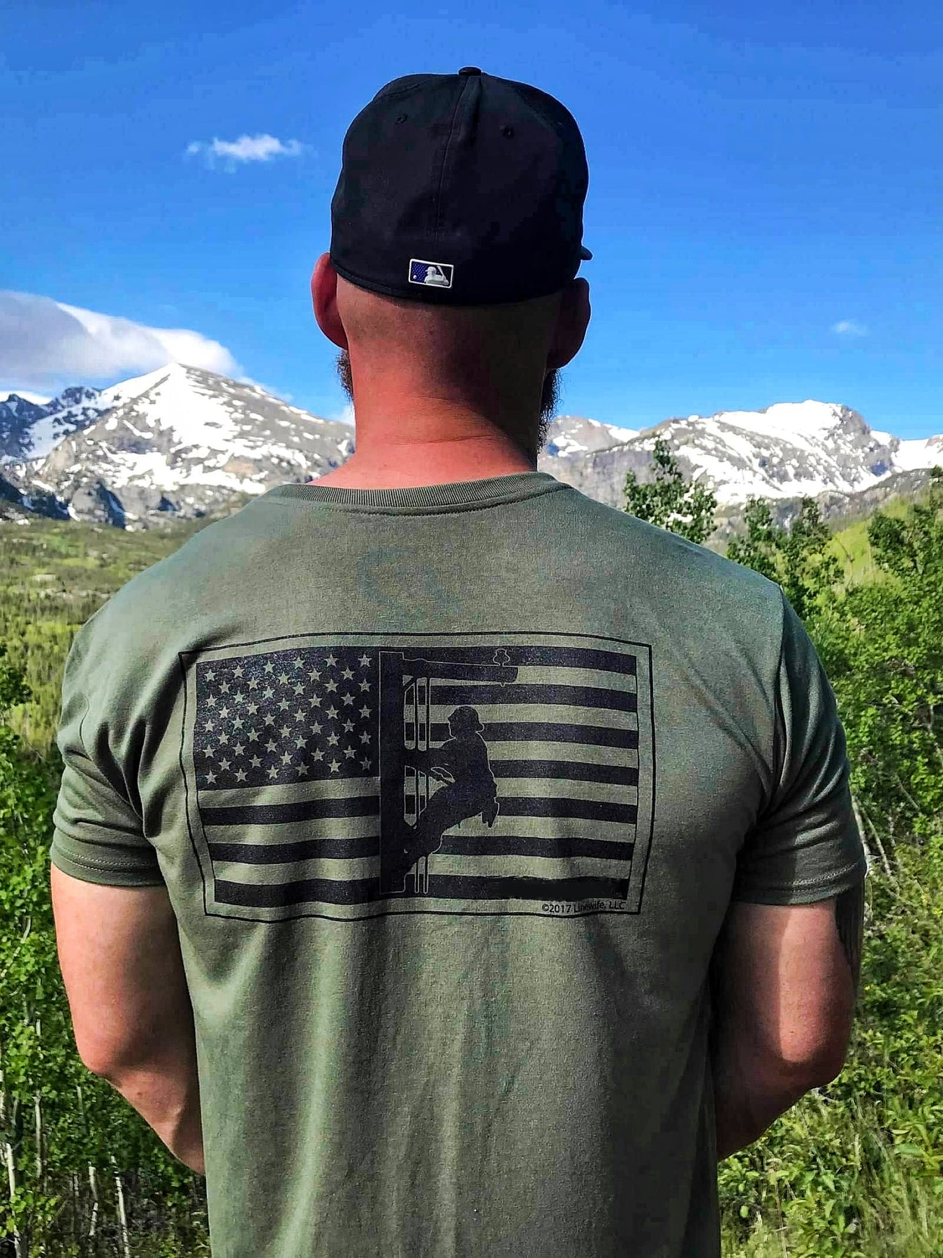 American Flag Performance Army Green Lineman Shirt Linewife Shirt