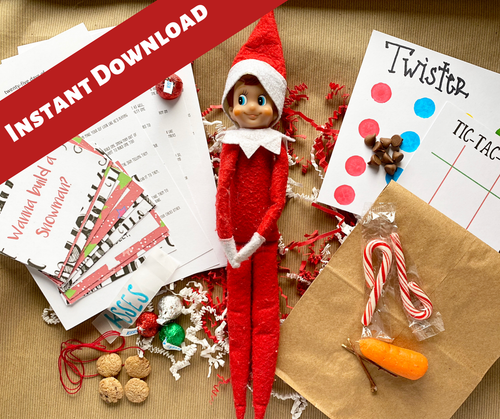 Christmas Elf Tic-Tac-Toe Game, Elf Printable, Instant Download