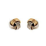 Small Swirl Ball Stud Earrings in 14k Yellow and White Gold - Artisan Carat