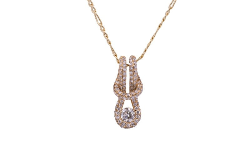 Diamond Shoe Pendant with Necklace in 18k Yellow Gold