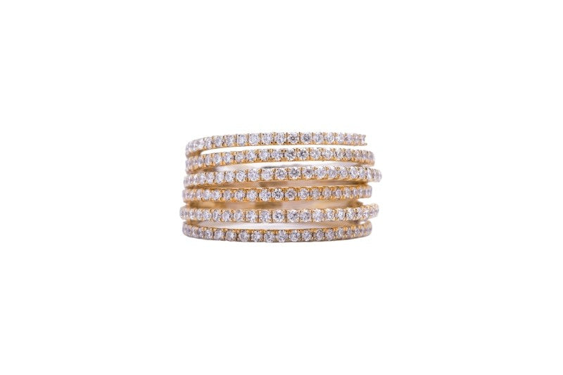 Stackable Six Band Diamond Ring in 18k Yellow Gold