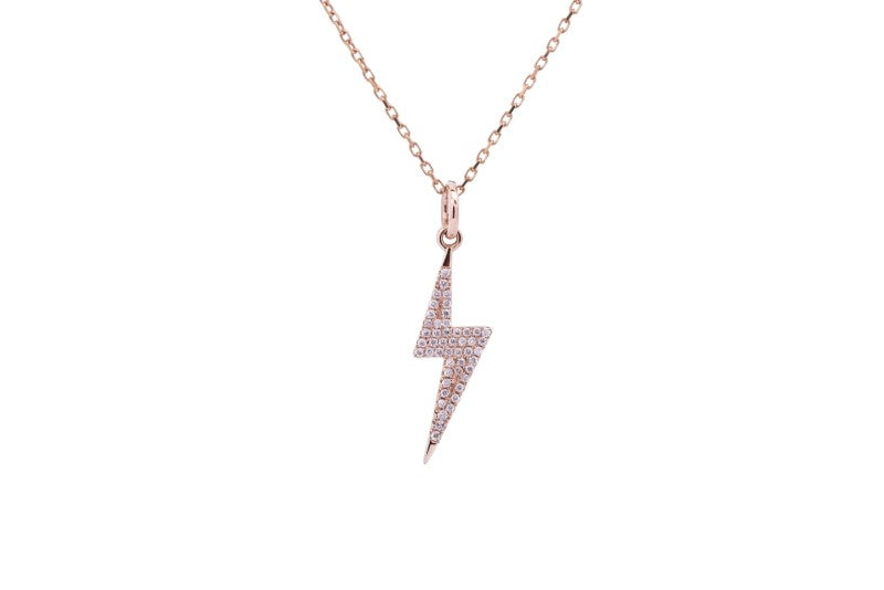 Lightning Bolt Diamond Pendant with Necklace in 14k Rose Gold