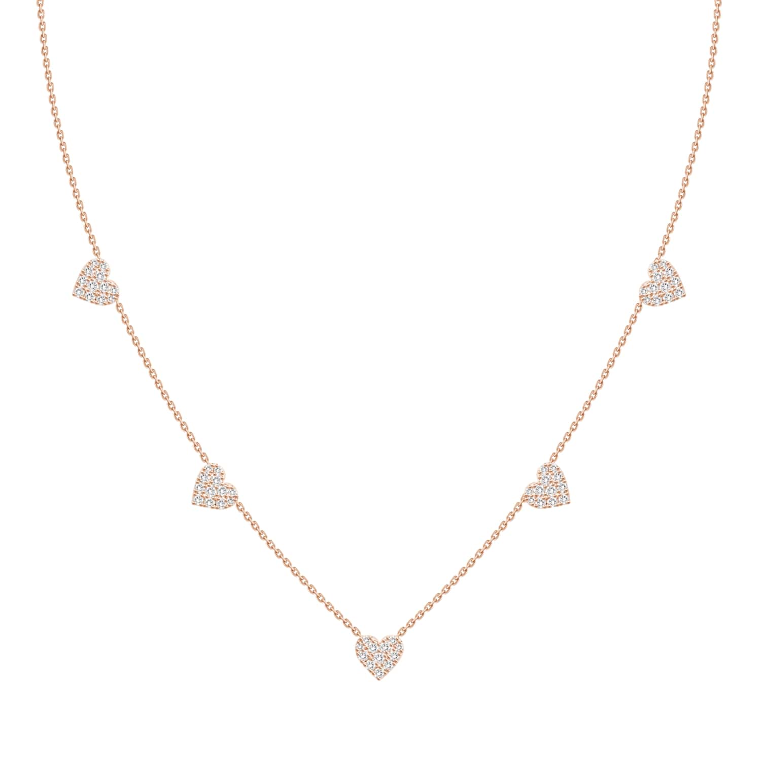 Adjustable Diamond Hearts 18k Gold Necklace