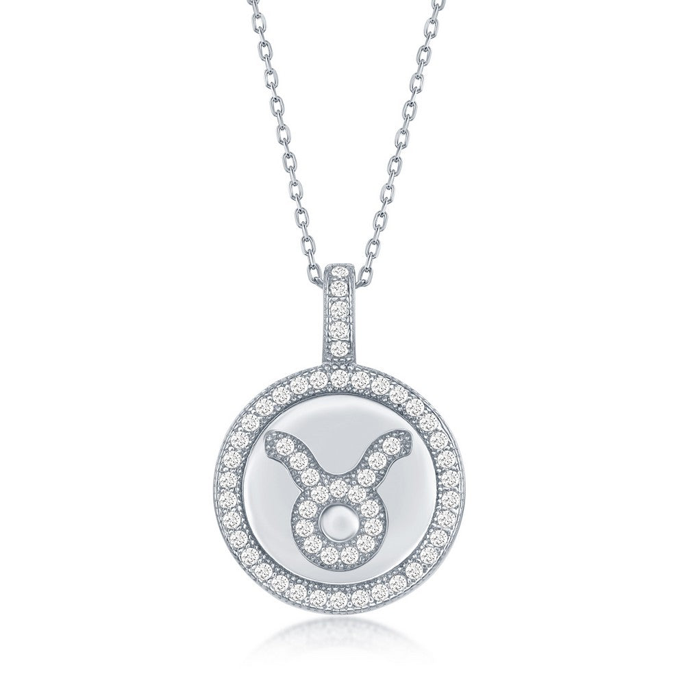 Sterling Silver "Taurus" Zodiac Pendant Necklace