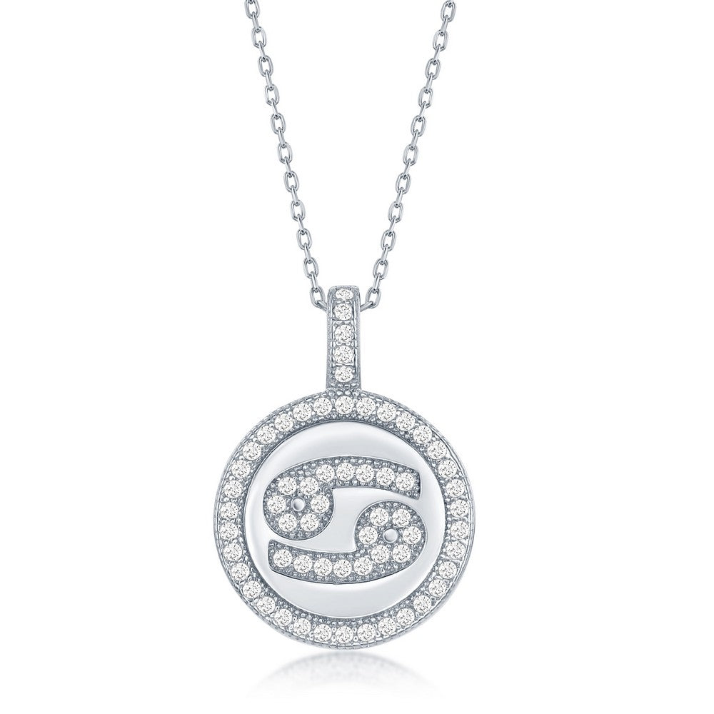 Sterling Silver "Cancer" Zodiac Pendant Necklace