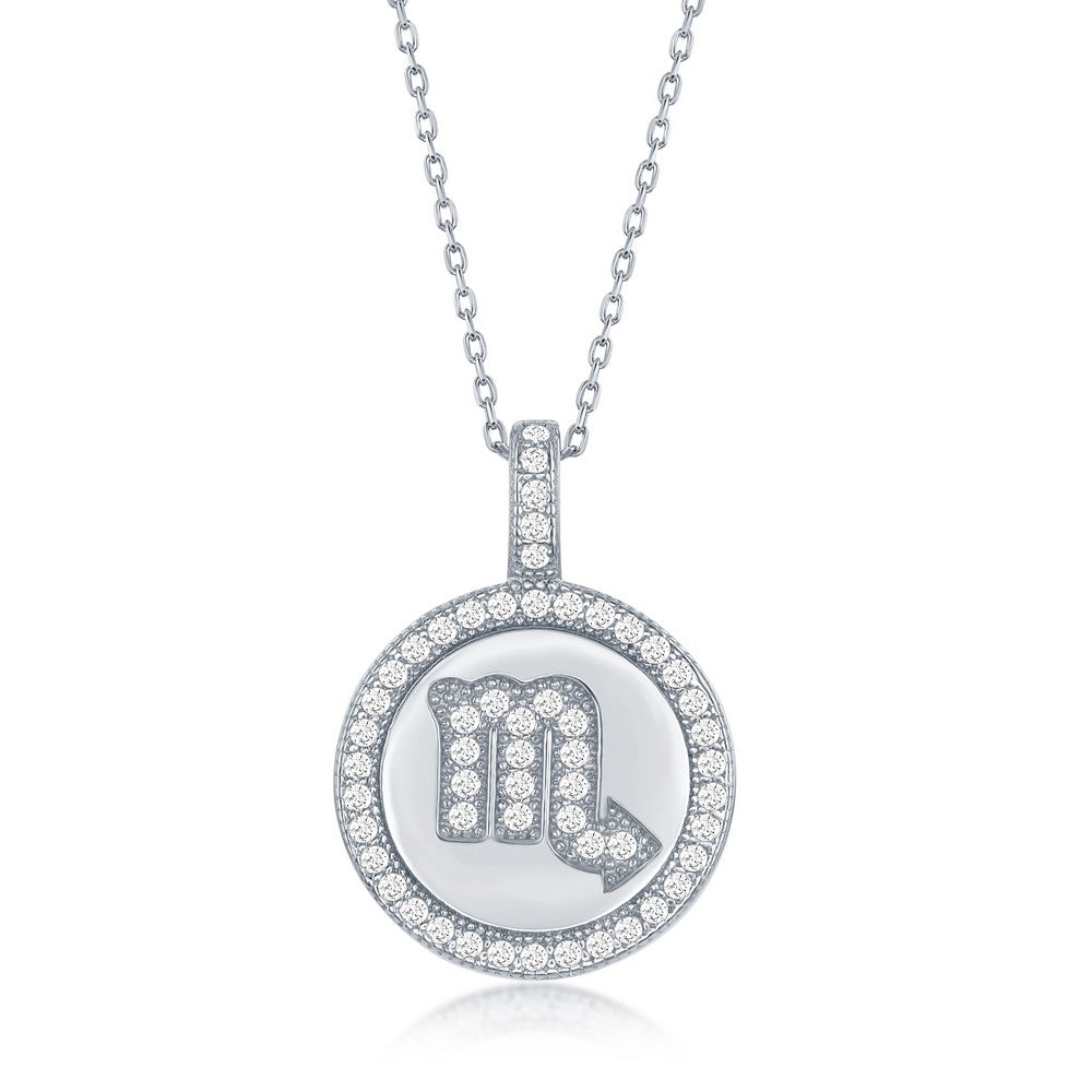 Sterling Silver "Scorpio" Zodiac Pendant Necklace