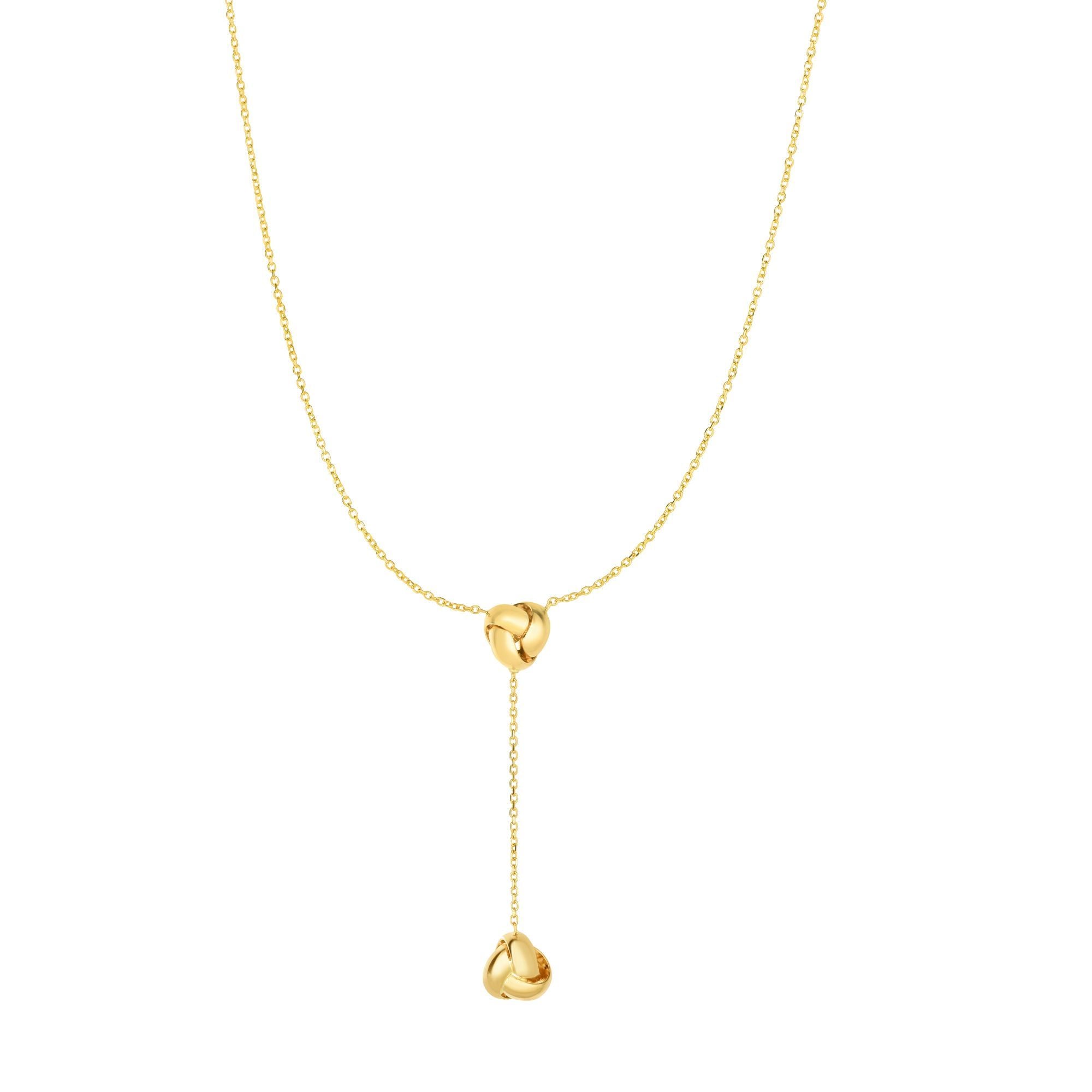 14k Gold Love Knot Lariat Drop Necklace