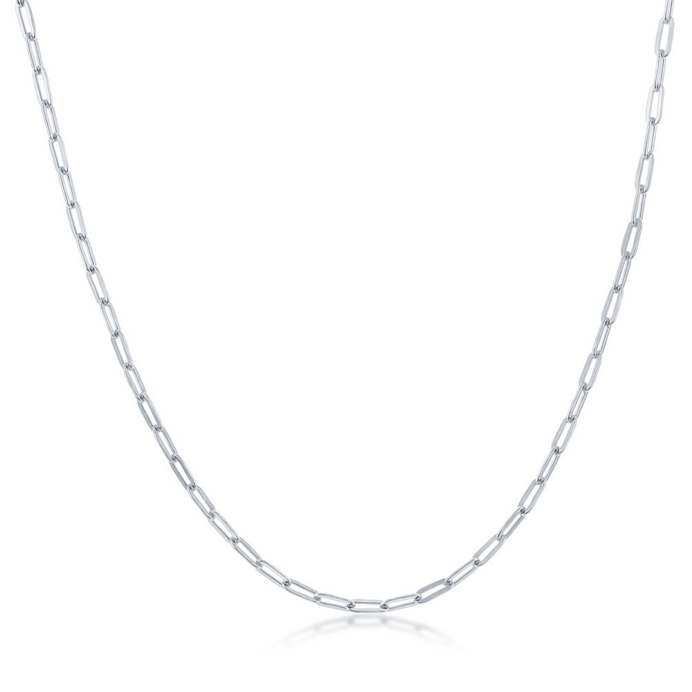 Sterling Silver Adjustable Paperclip Chain Necklace 1.65mm