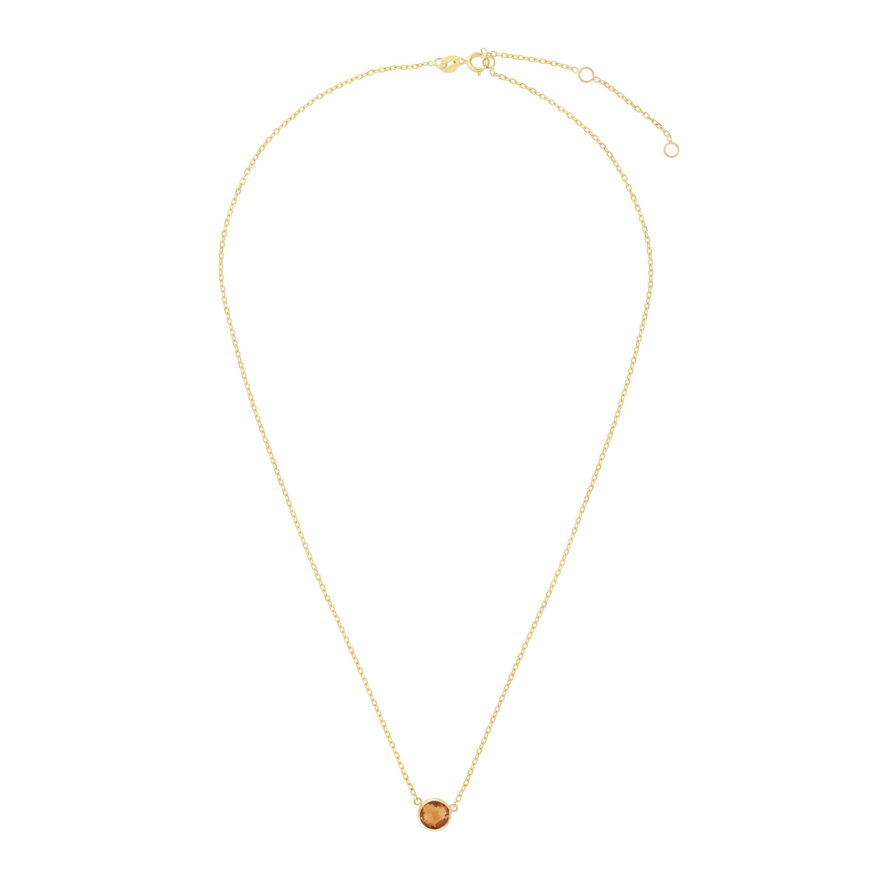 14k Gold 'November' Yellow Citrine Gemstone Extendable Necklace