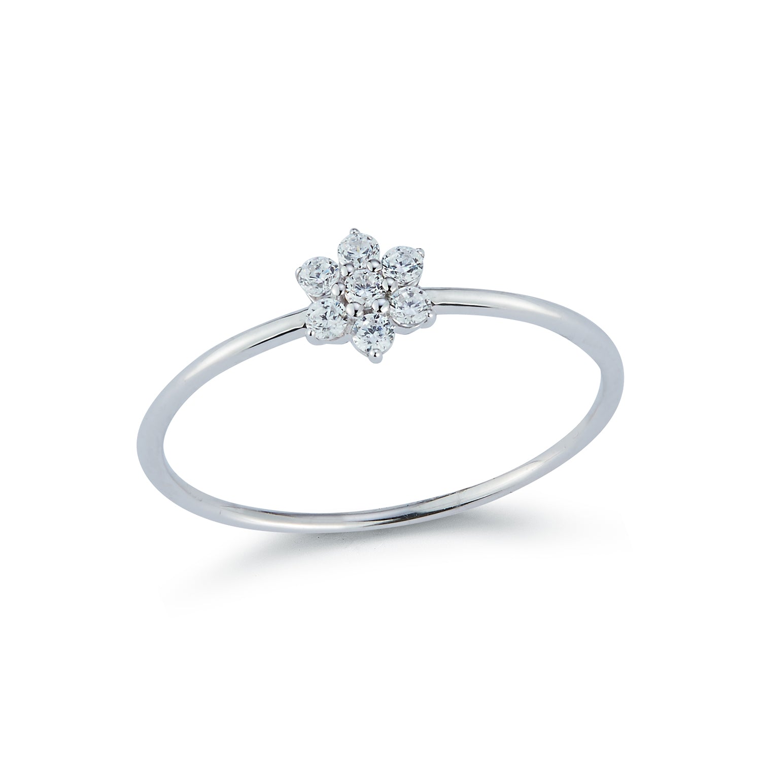 Dainty Diamond Flower Ring 14k White Gold