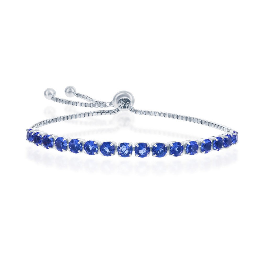 Sterling Silver 'September' Sapphire Birthstone Adjustable Bolo Bracelet