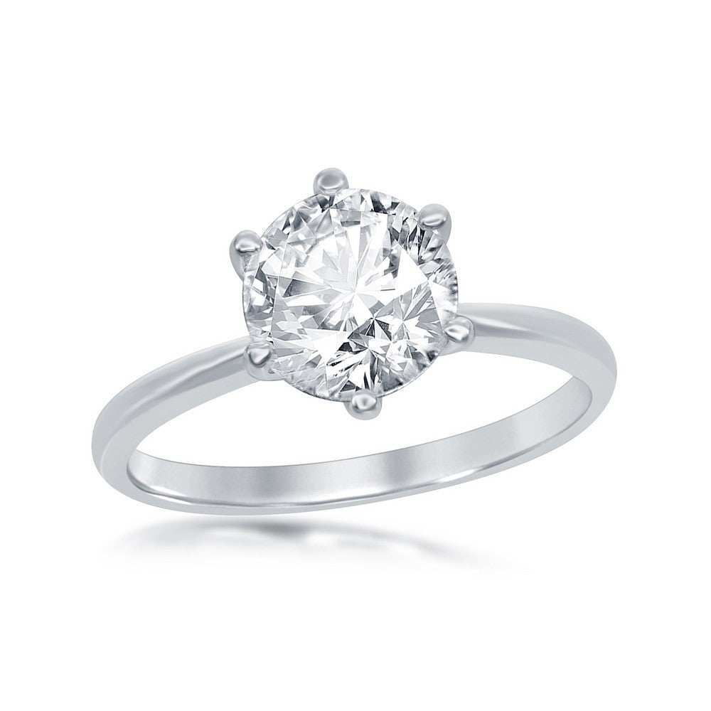 Silver Solitaire Engagement Ring