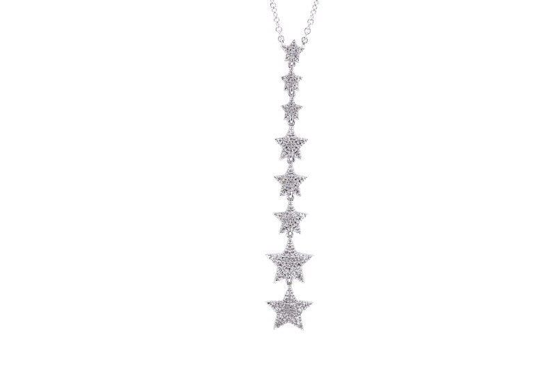 Gradual Five Star Diamond Pendant with Necklace in 18k White Gold