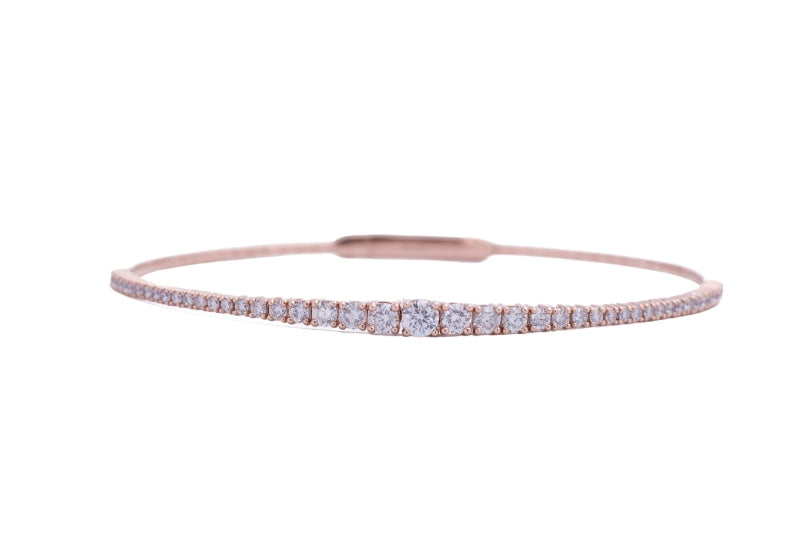 Gradual Set Diamond Flexible Tennis Bracelet in 14k Rose Gold