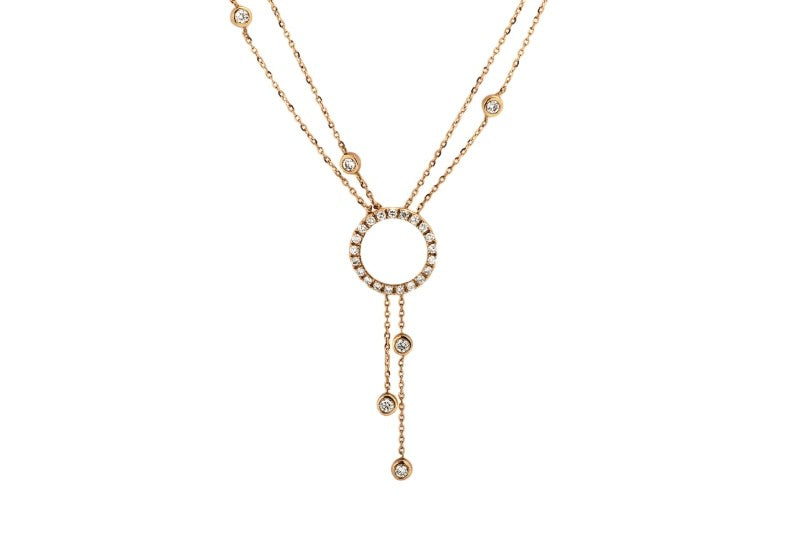 Diamond by the Yard Double Strand Bezel Necklace in 18k Rose Gold