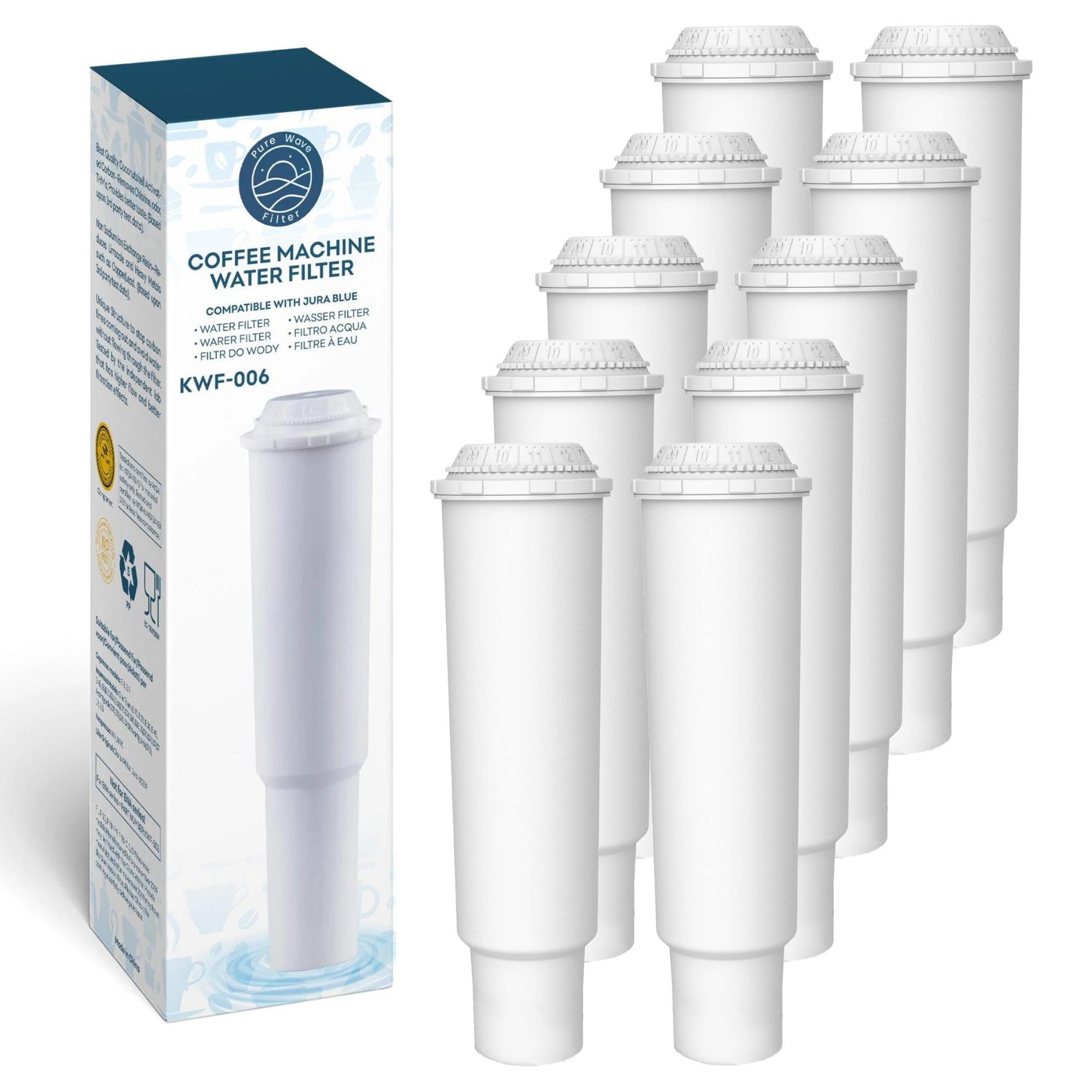 Vandfilter Kompatibelt med Jura Claris White - Pure Wave KWF-006 - 10 Stk.