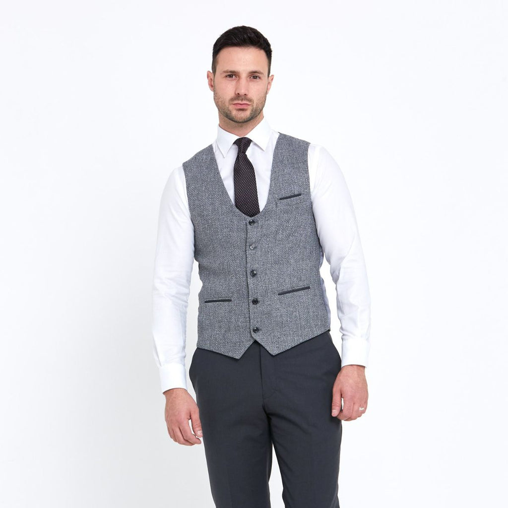 Moss Slim Fit Grey Donegal Waistcoat Grey at John Lewis  Partners