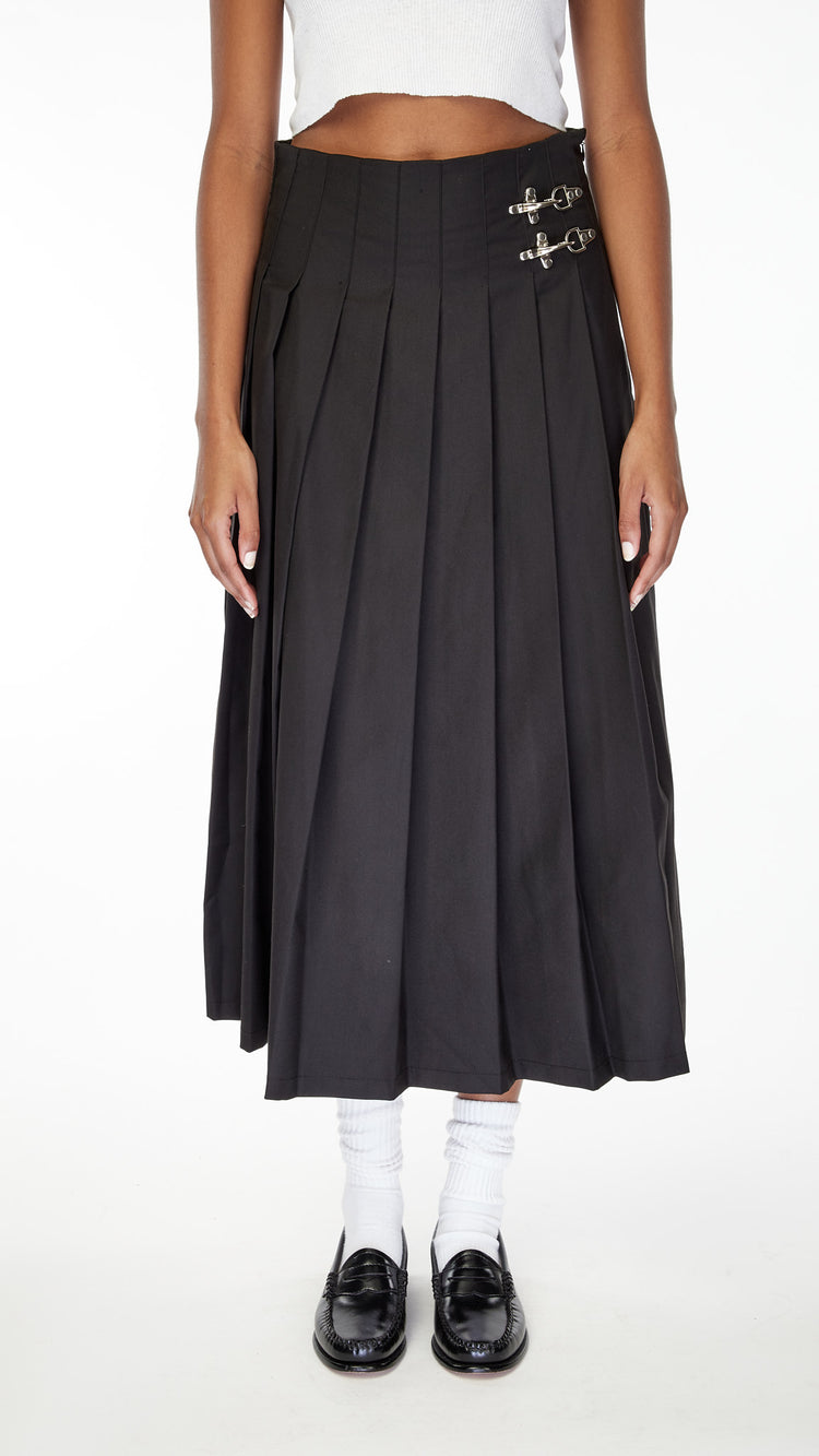 Black Mikoji Midi Skirt