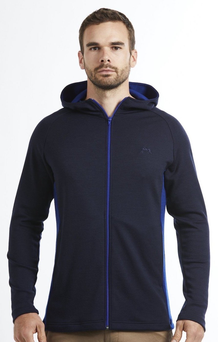 True Fleece Men's Merino Wool Akaroa Long Sleeve Zip Hoodie - Navy ...