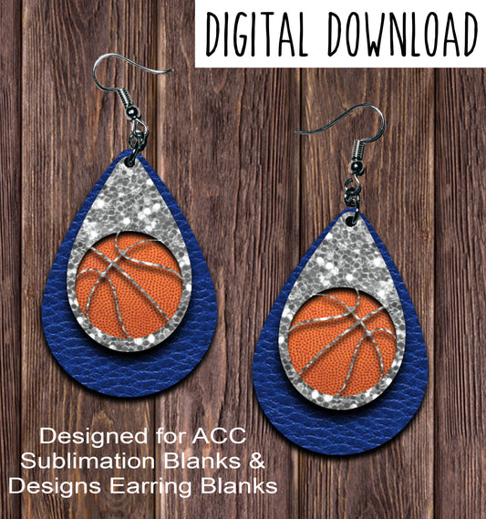 White Blue Basketball Cut Out Teardrop Earring Sublimation Design, Han –  ACC Sublimation Blanks & Designs