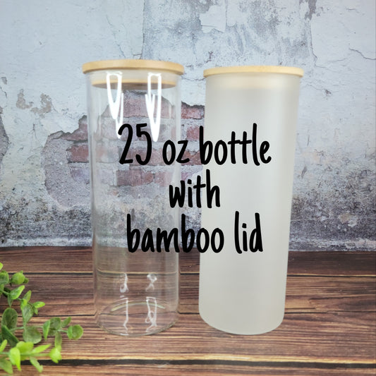 16oz Case (16/32/50 UNnits) Sublimation Glass Tumbler Cups Beer Can  W/Bamboo Lids Transparent/Frosted