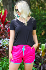 Hannah Hot Pink Drawstring Everyday Shorts