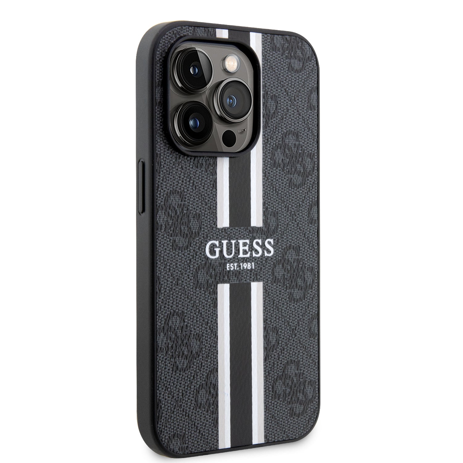 iPhone 15 Pro Max - PU Leather Brown Hard Case 4G Printed Stripes - GU – CG  Mobile