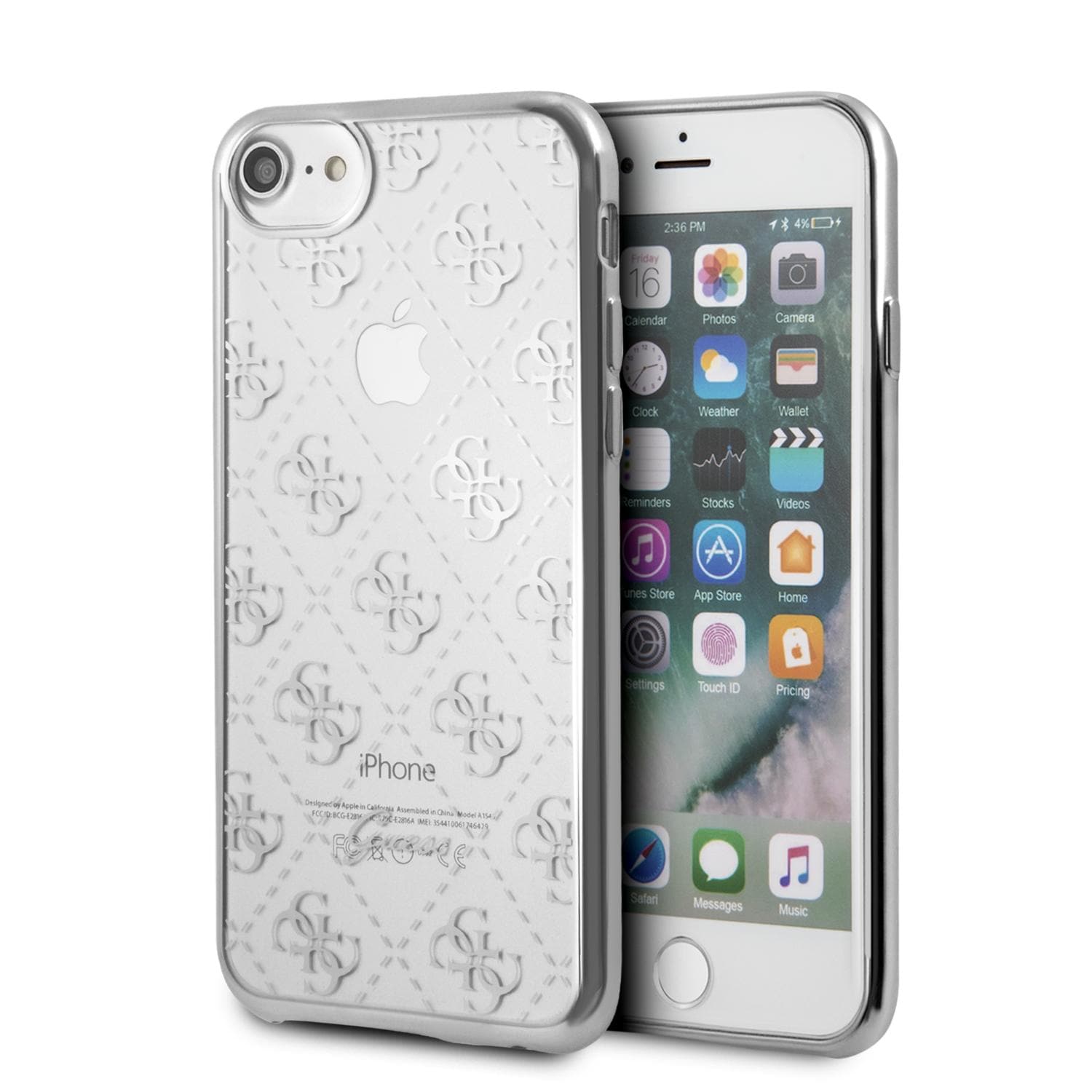 sympatisk Hvis dok Guess Phone Case for iPhone SE/8/7 Hard Case Silver Bumper – CG Mobile