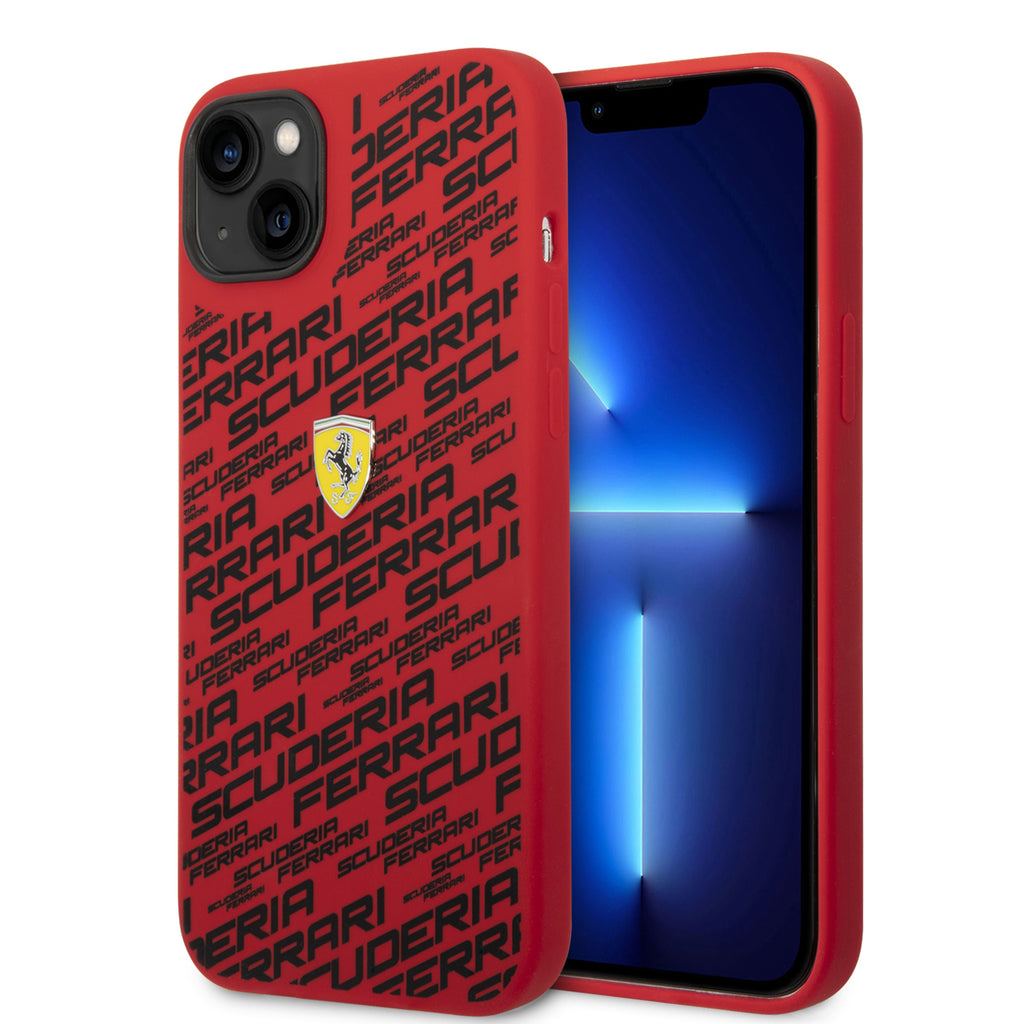 Ferrari iPhone 14 Case Silicone Red All Over Printed Scuderia